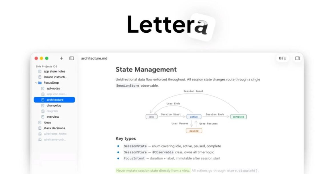 Gli sviluppatori dell’app Bear annunciano Lettera, un bellissimo editor Markdown per Mac